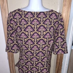 Boden Brown Floral Short-Sleeve Top Size 10